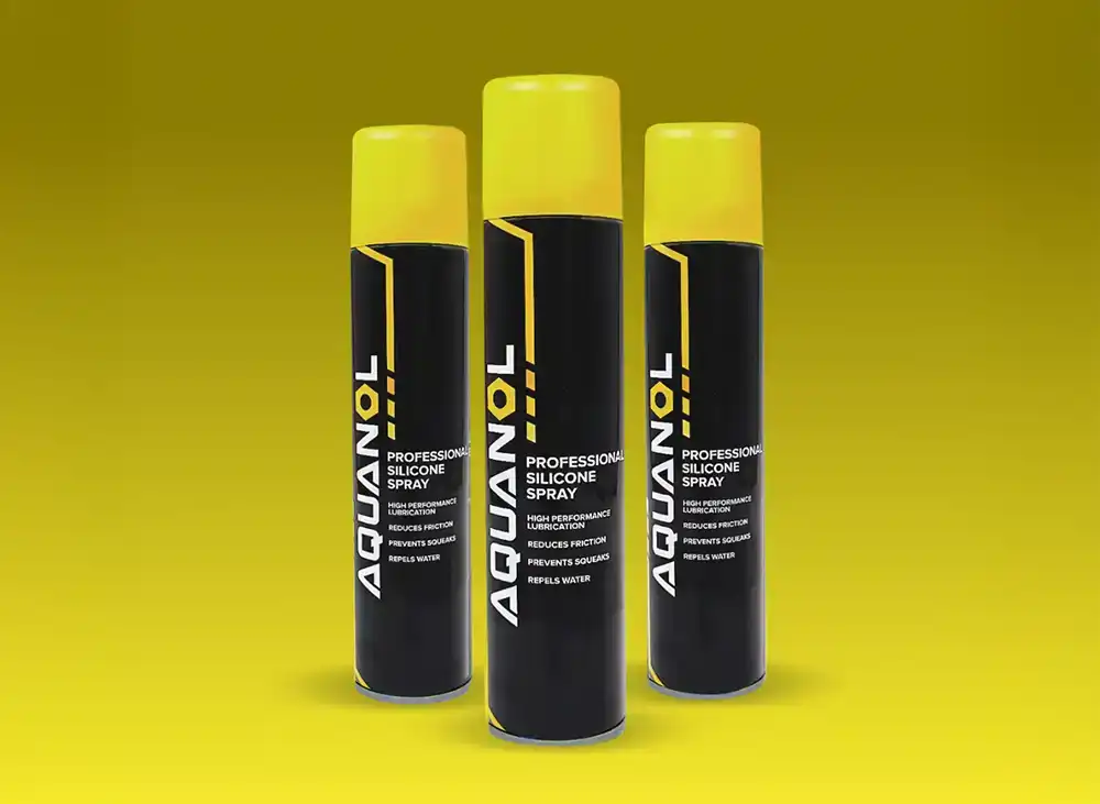 Close up of a Aquanol Silicone Spray can